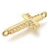 Brass Pave Clear Cubic Zirconia Connector Charms KK-M101-02G-G01-2