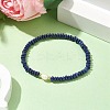 Natural Lapis Lazuli Rondelle & Pearl Beaded Stretch Bracelets BJEW-JB09918-07-2