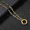 304 Stainless Steel Spring Gate Ring Pendant Paperclip Chain Necklaces for Women X-NJEW-Z091-13G-1