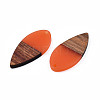 Transparent Resin & Walnut Wood Pendants RESI-N025-031-C07-3