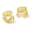 Brass Micro Pave Clear Cubic Zirconia Cuff Earrings for Women EJEW-I305-42G-2