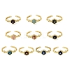 Hexagon Brass Pave Natural Gemstone & Cubic Zirconia Cuff Bangles for Women BJEW-Z172-01G-6