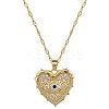 Heart with Eye Pattern 304 Stainless Steel Micro Pave Cubic Zirconia Pendant Necklace & Hoop Earrings Sets FS-WGB58AC-03-3