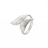 Non-Tarnish 304 Stainless Steel Leaf Open Cuff Ring for Women RJEW-S405-175P-3