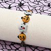 Halloween Brass Enamel Link Bracelets for Women BJEW-B149-01-4