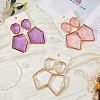 3 Pairs 3 Colors Rhinestone Polygon Dangle Stud Earrings EJEW-FI0002-81-5