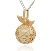 Golden Tone Brass Hollow Round Cage Pendants KK-J237-07G-2