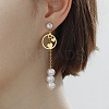 Golden 304 Stainless Steel Dangle Stud Earrings CL0746-3-3