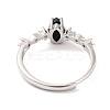 Horse Eye Natural Black Onyx Adjustable Rings RJEW-Q817-02P-09-3