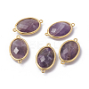 Golden Tone Brass Amethyst Links connectors G-F339-A01-1