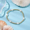 Oval Natural Cultured Freshwater Pearl & Glass seed Beaded Stretch Bracelets for Women BJEW-JB10536-2