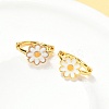 Daisy Brass Enamel Hoop Earrings for Women EJEW-G434-02G-2