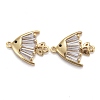 Brass Micro Pave Cubic Clear Zirconia  2-Loop Link Pendants KK-P192-01G-1