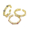 Brass Micro Pave Clear Cubic Zirconia Enamel Cuff Rings for Women RJEW-L113-022G-4