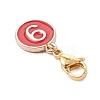 Flat Round with Number 0~9 Alloy Enamel Pendant Decorations HJEW-JM03116-5