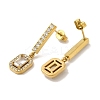 Ion Plating(IP) Stainless Steel Inlay Rhinestone & Clear Cubic Zirconia Stud Earrings for Women EJEW-M024-08E-G-2