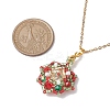 Christmas Theme Flower Glass Seed Beads & Rhinestone Pendant Necklaces NJEW-MZ00045-3