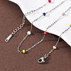 304 Stainless Steel Enamel Rondelle Bead Cable Chain Necklaces for Women NJEW-G190-01P-3