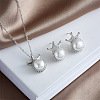Crown Brass Micro Pave Cubic Zirconia & Imitation Pearl Pendant Nekclaces & Stud Earrings Sets FS-WG448F8-03-1