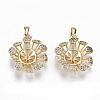 Brass Micro Pave Clear Cubic Zirconia Peg Bails Pendants KK-T062-14G-NF-1