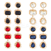 4 Pairs 4 Colors Oval & Teardrop & Rectangle Rhinestone Dangle Stud Earrings EJEW-AN0003-05-1