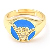 Adjustable Real 18K Gold Plated Brass Enamel Finger Ringss RJEW-L071-25G-2