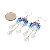 Glass Beaded Ring with Teardrop Dangle Earrings EJEW-JE05263-3