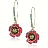 Flower Alloy Rhinestone Hoop Earrings FS-WGCEEA6-01-1