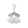 5Pcs 5 Colors Flower Acrylic & Shell Pearl Pendant Decoration HJEW-TA00282-4