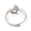 Rack Plating Brass Cubic Zirconia Arabic Letters Adjustable Rings for Women RJEW-S407-10P-06-3