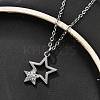 304 Stainless Steel Crystal Rhinestone Double Star Pendant Cable Chain Necklaces NJEW-Z056-02A-P-3