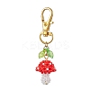 Handmade Glass Seed Mushroom with Acrylic Leaf Pendant Decorations HJEW-MZ00104-05-1
