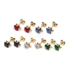 Ion Plating(IP) 304 Stainless Steel Cubic Zirconia Stud Earring Findings STAS-P373-06C-1