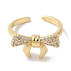 Bowknot Brass Micro Pave Clear Cubic Zirconia Open Cuff Rings for Women LS-RJEW-C098-05G-2