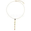 304 Stainless Steel Pave Cubic Zirconia Rectangle Oval Drop Pendant Long Tassel Necklaces FS-WGDB594-01-3