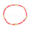 Bohemian Style Round Brass and Glass Seed Beaded Stretch Bracelets BU0757-2-1