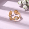 Sun 304 Stainless Steel Open Cuff Rings for Women RJEW-A091-20G-1