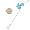 4Pcs 4 Color Dyed Synthetic Turquoise Horse with Shell Pearl Beads Pendant Necklaces NJEW-JN05895-5