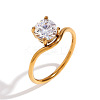 304 Stainless Steel with Clear Cubic Zirconia Finger Rings FS-WGBB24B-10-1