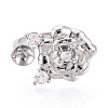 Flower Brass Micro Pave Clear Cubic Zirconia Cuff Ring Settings KK-T076-71P-2