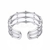 Non-Tarnish 304 Stainless Steel Bamboo Shape Open Cuff Ring RJEW-T023-04P-2