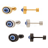 6Pcs 3 Colors Stainless Steel Evil Eye Stud Earrings for Men EJEW-LP0001-68-1