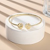 Clear Cubic Zirconia Open Cuff Bangle BJEW-G737-01G-05-2