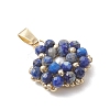 Natural Lapis Lazuli Faceted Round Cluster Flower Pendants PALLOY-MZ01197-06-3