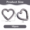 10Pcs Heart Zinc Alloy Spring Gate Rings FIND-DC0008-21-2