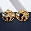 Shell Shape with Starfish 304 Stainless Steel Plastic Imitation Pearl Stud Earrings EJEW-Z109-04G-1