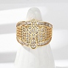 Brass Micro Pave Clear Cubic Zirconia Open Cuff Rings for Women RJEW-A059-04G-4
