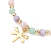 Natural Shell Bead & 304 Stainless Steel Dragonfly & 
Alloy Enamel Teardrop with Butterfly Pattern Pendant Necklace & Charm Bracelets Sets SJEW-JS01376-6