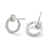Rack Plating Brass Micro Pave Clear Cubic Zirconia Stud Earrings for Women EJEW-M260-14P-2