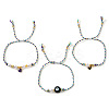 3Pcs Handmade Brass Enamel Charm Bracelets OI2276-12-1